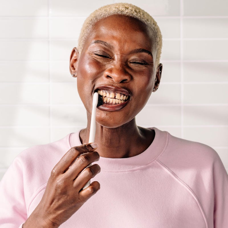 Boka Classic Manual Toothbrush with Extra Soft Activated-Charcoal, Tapered Bristles, Bioplastic Handle That Includes Travel Cap, Dentist-Approved, Great for Adults and Kids, White (Pack of 1) - Image 5